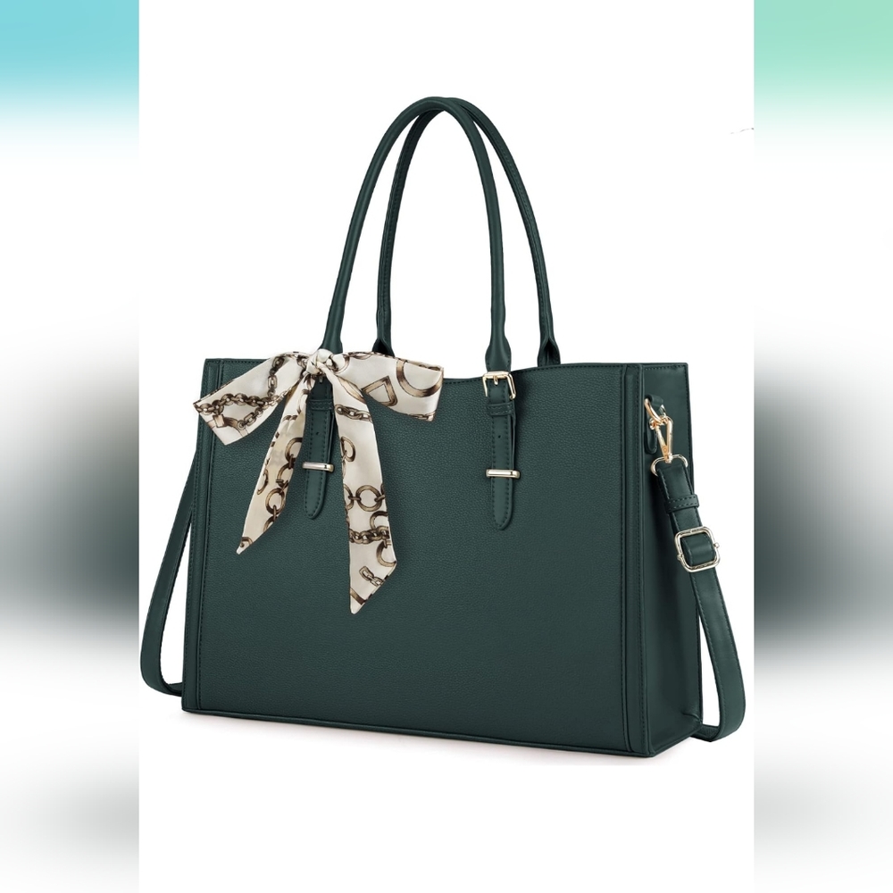 GOLUMON Classic & Professional Laptop Tote Bag with Silk Scarf